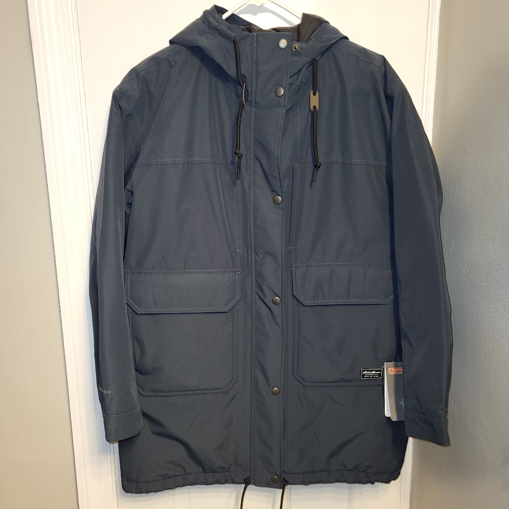 Eddie Bauer Rainfoil® Insulated Waterproof Rain Parka Storm Blue Womens Sz Small
